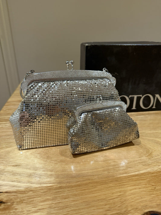 Vintage Oroton Mesh Evening Bag & Coin Purse Set Silver Tone Australia