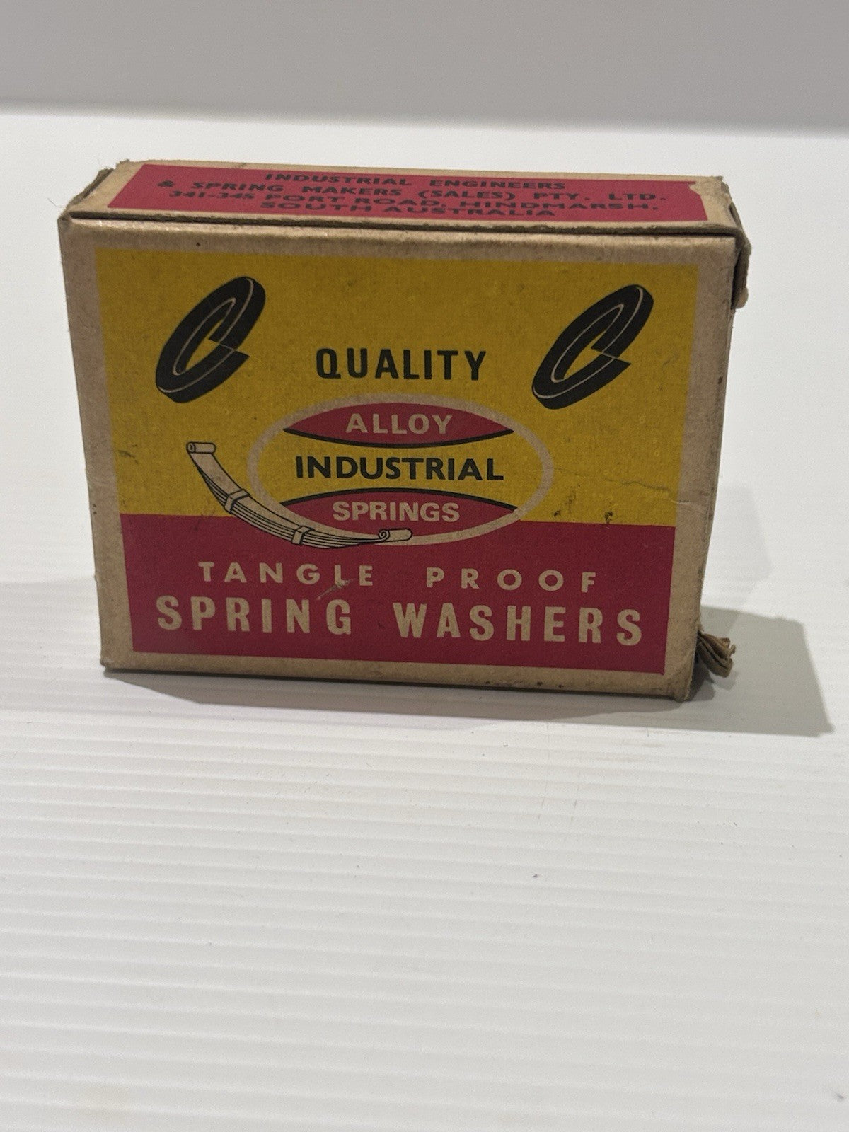 Vintage Tangle Proof Spring Washers Box Industrial Engineers SA c1950s