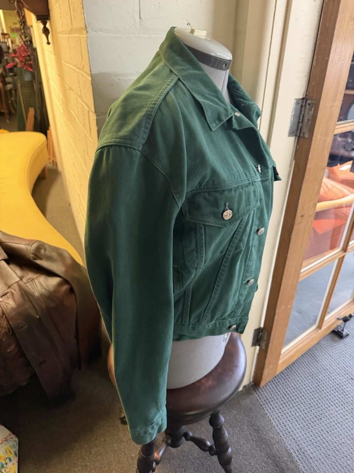 Vintage 1991 Levi’s Black Tab Green Denim Trucker Jacket Size S 90s 8540
