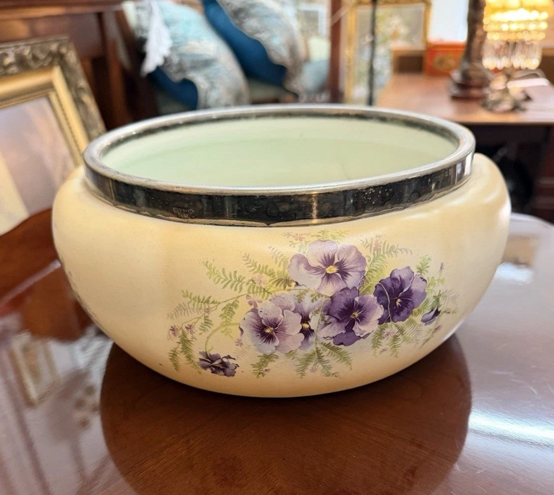Crown Devon Jardiniere C1913-17 Pansy Planter Bowl S.F. & Co England 26cmc