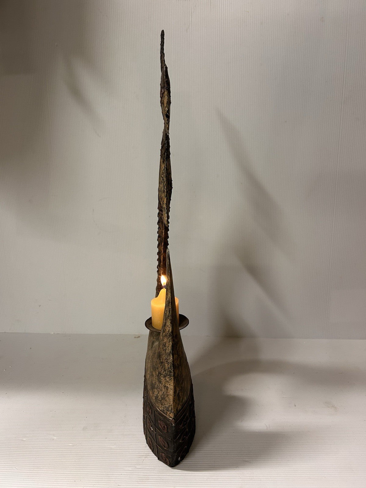 Large 53cm Metal African Tribal Style Candle Holder Sculpture – Decor