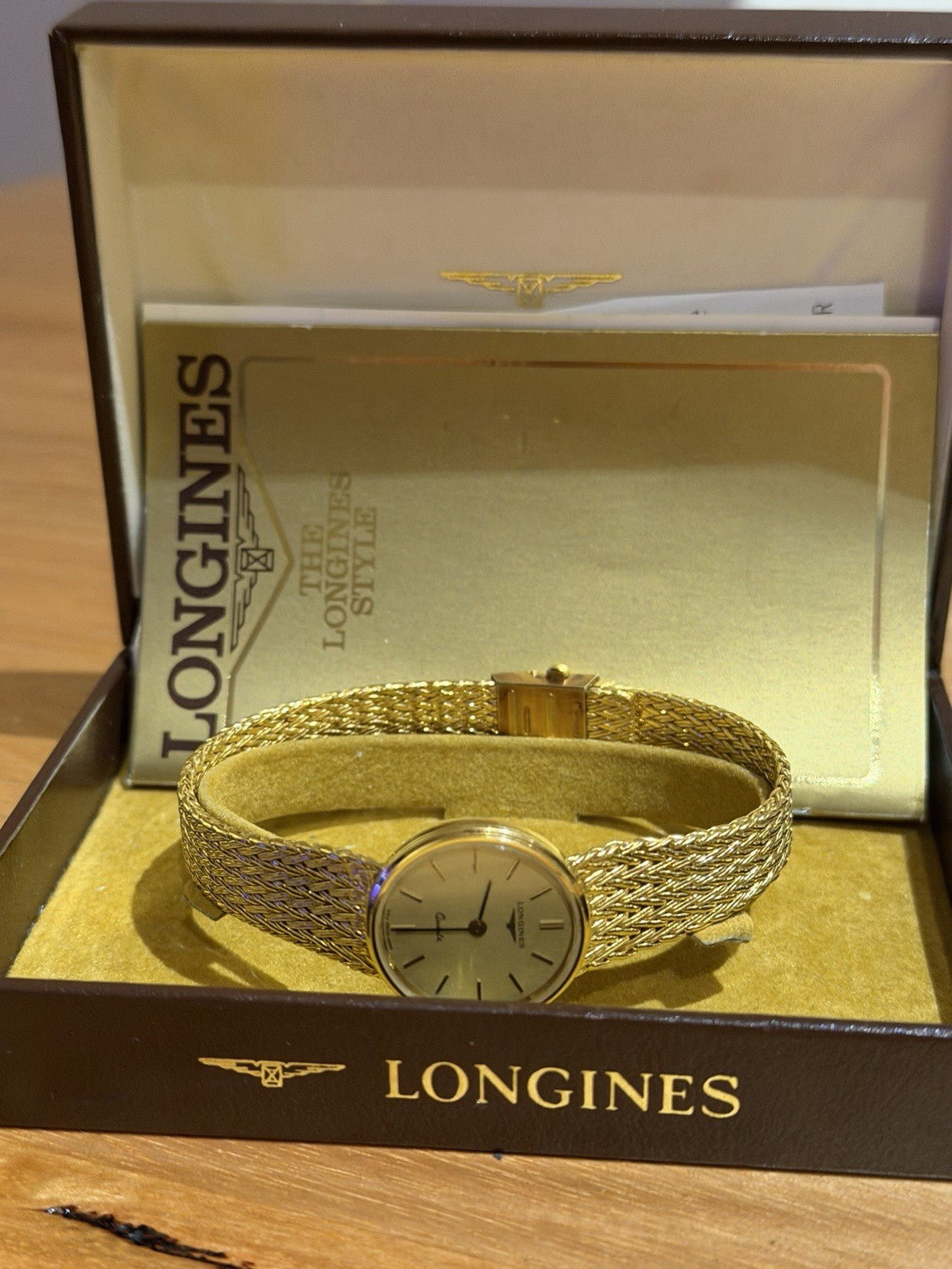Longines Ladies Quartz Watch Gold Tone Mesh Bracelet Box Papers Swiss 6558