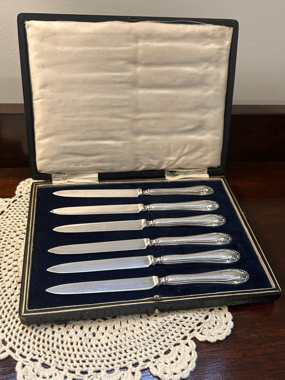 Set of 6 Sterling Silver Dessert Knives – James Deakin & Sons, Sheffield 1916