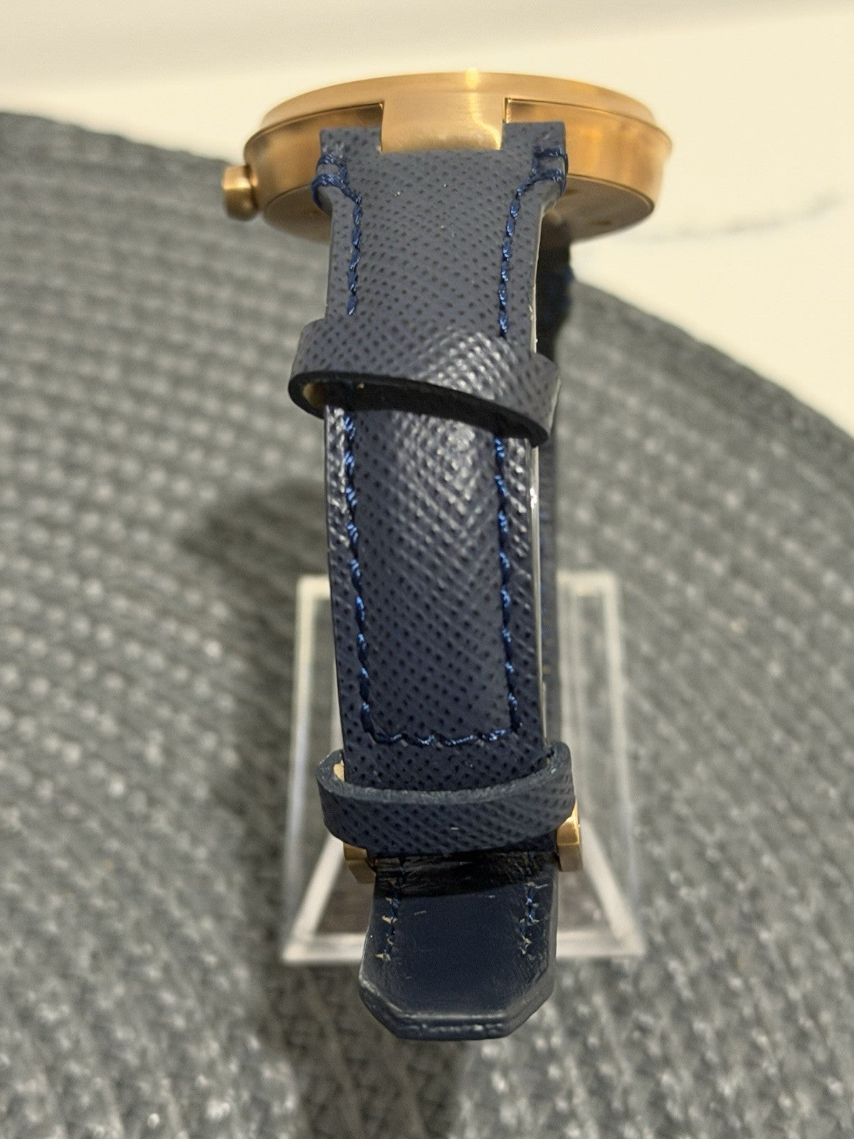 Nixon The Chameleon Gold Tone Blue Leather Quartz Watch Japan Movt 50m