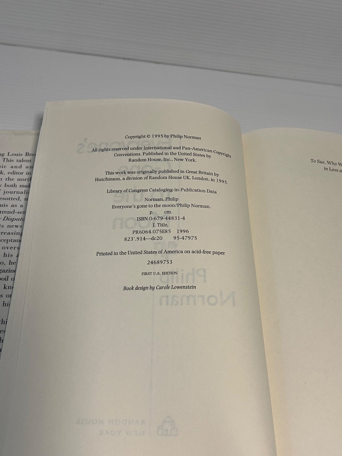 Everyone’s Gone to the Moon – Philip Norman – 1995 First U.S. Edition – HC/DJ