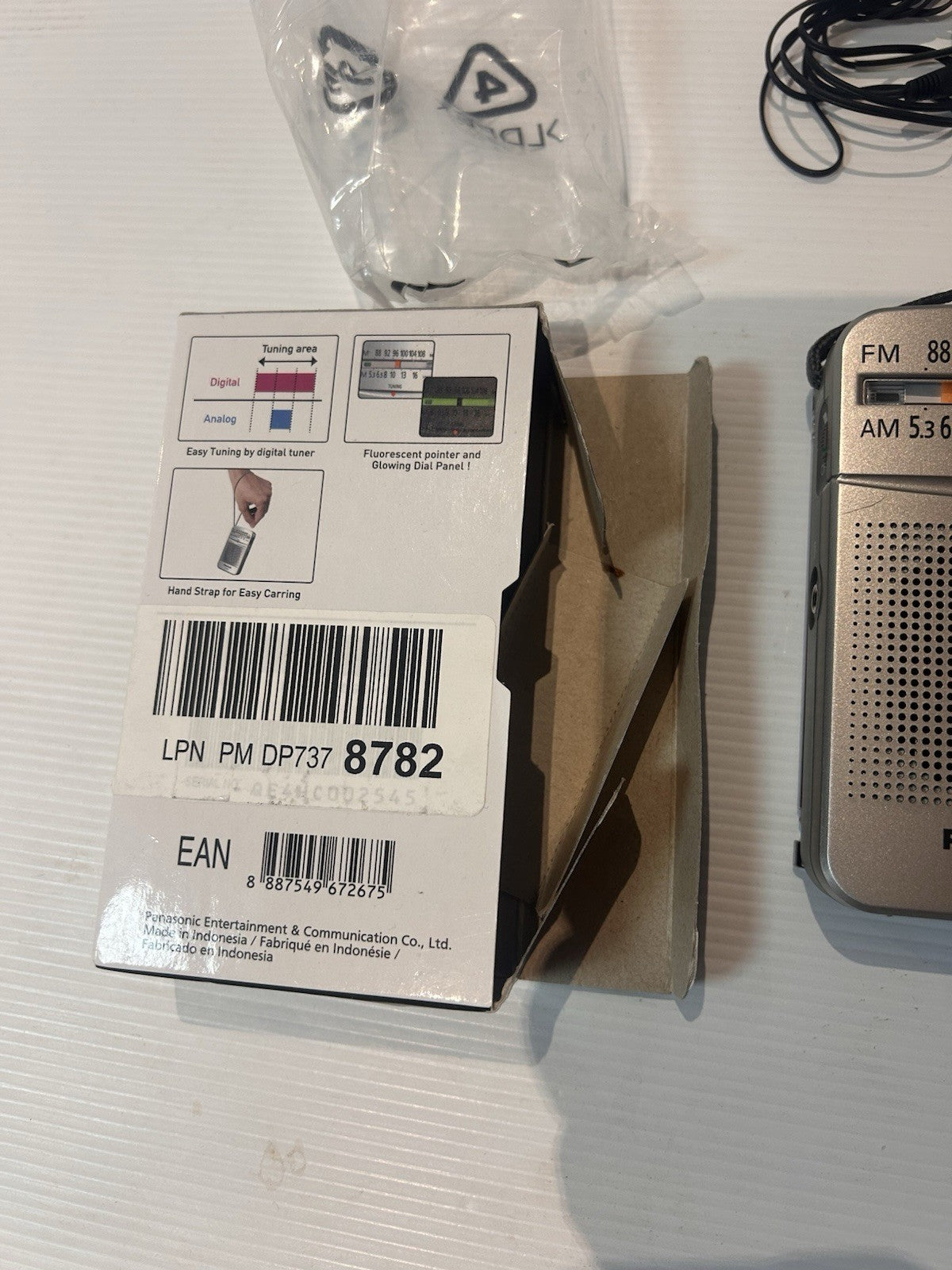 Panasonic RF-P50D FM AM 2-Band Portable Radio Silver Boxed (No Battery Cover)