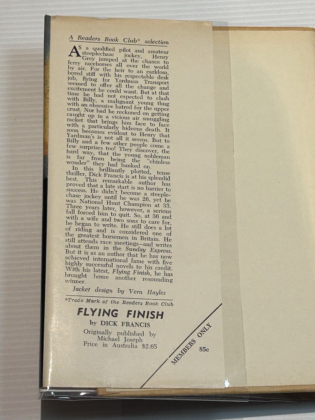 Francis Dick - Flying Finish 1968 edition Vintage Rare With Dust Jacket