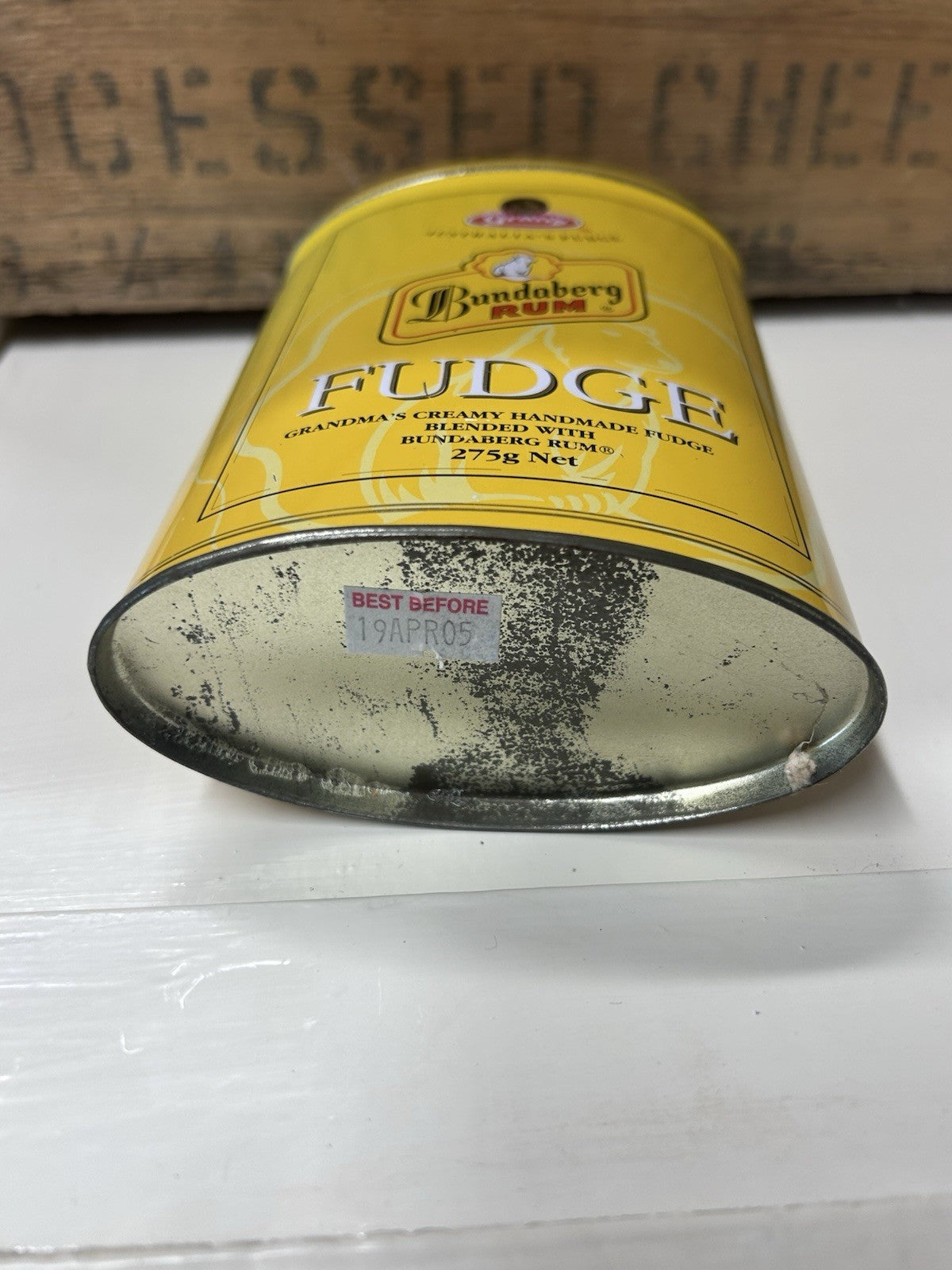 Bundaberg Rum Fudge Tin 275g Gran’s Yellow Vintage Style Collectible 2005