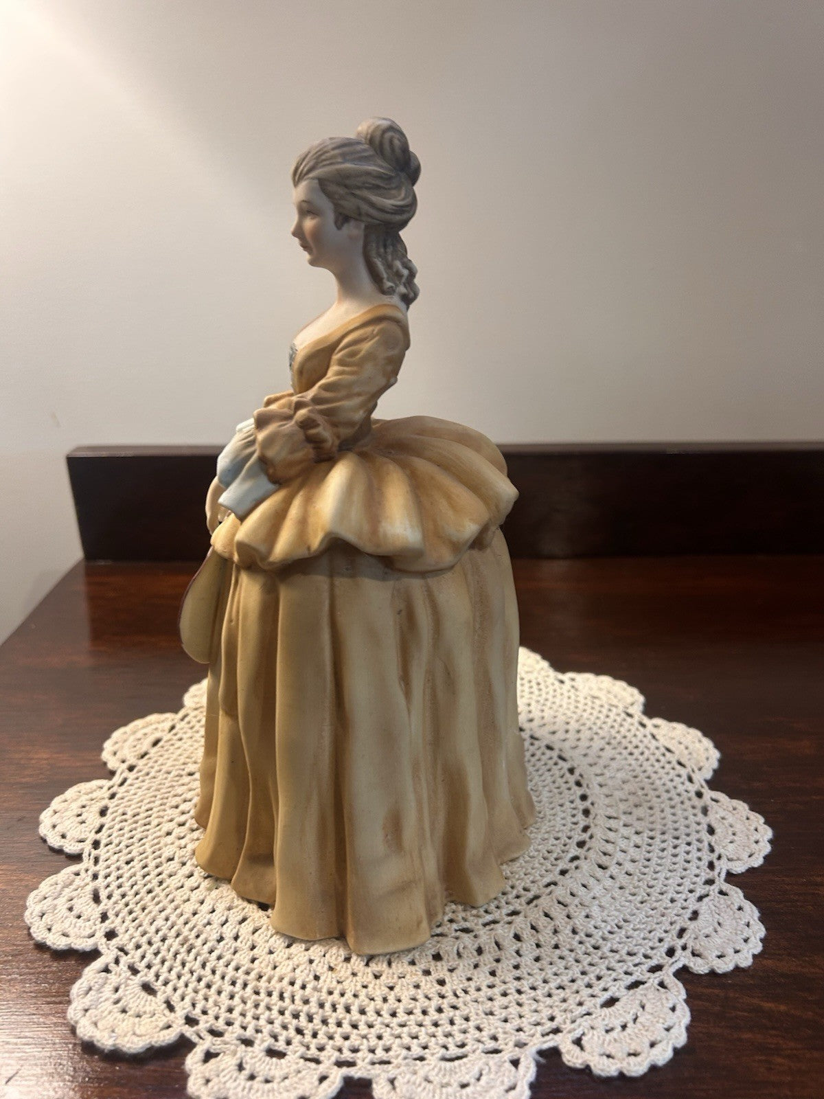 Vintage Andrea by Sadek 7845 Figurine Victorian Lady with Hat 8.5” Bisque Finish