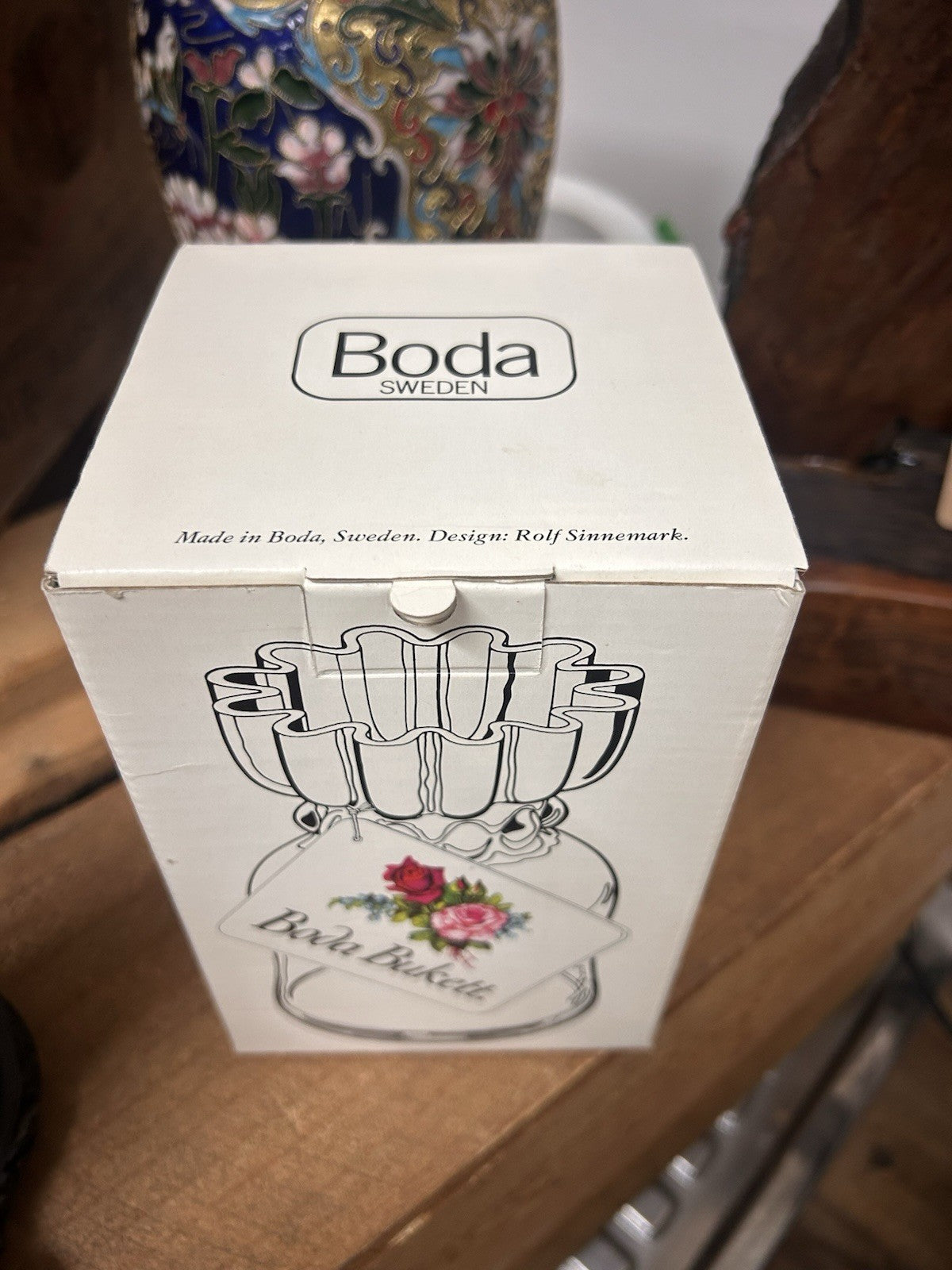 Boda Bukett Glass Vase Rolf Sinnemark Boxed Scandinavian Swedish Vintage
