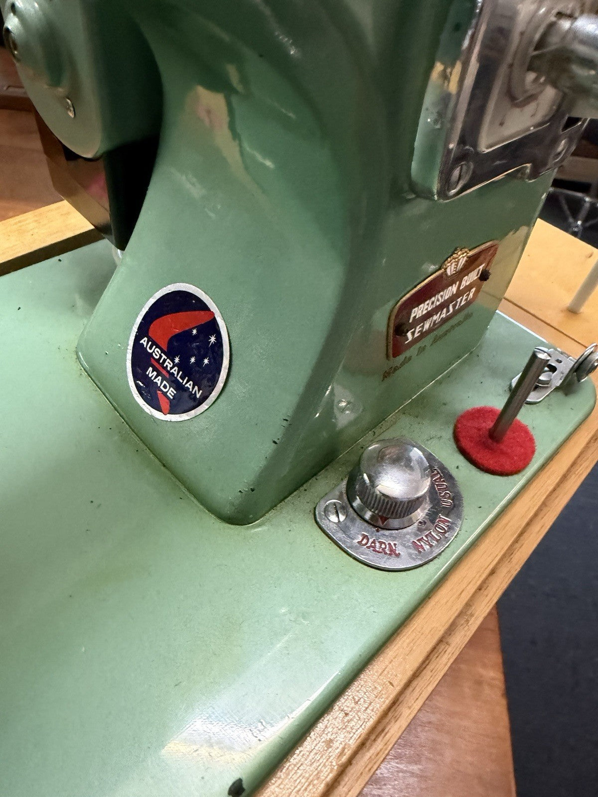 Vintage Pinnock Sewmaster Sewing Machine Mint Green Made Australia Working Case