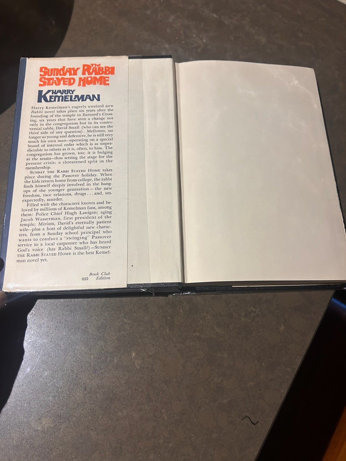 Sunday the Rabbi Stayed Home – Harry Kemelman | 1969 First Edition HC