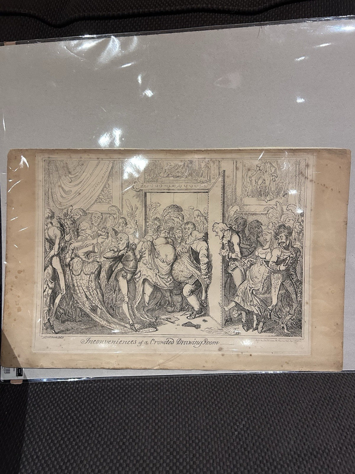 George Cruikshank Etching – “Inconveniences of a Crowded Drawing Room” c.1880s