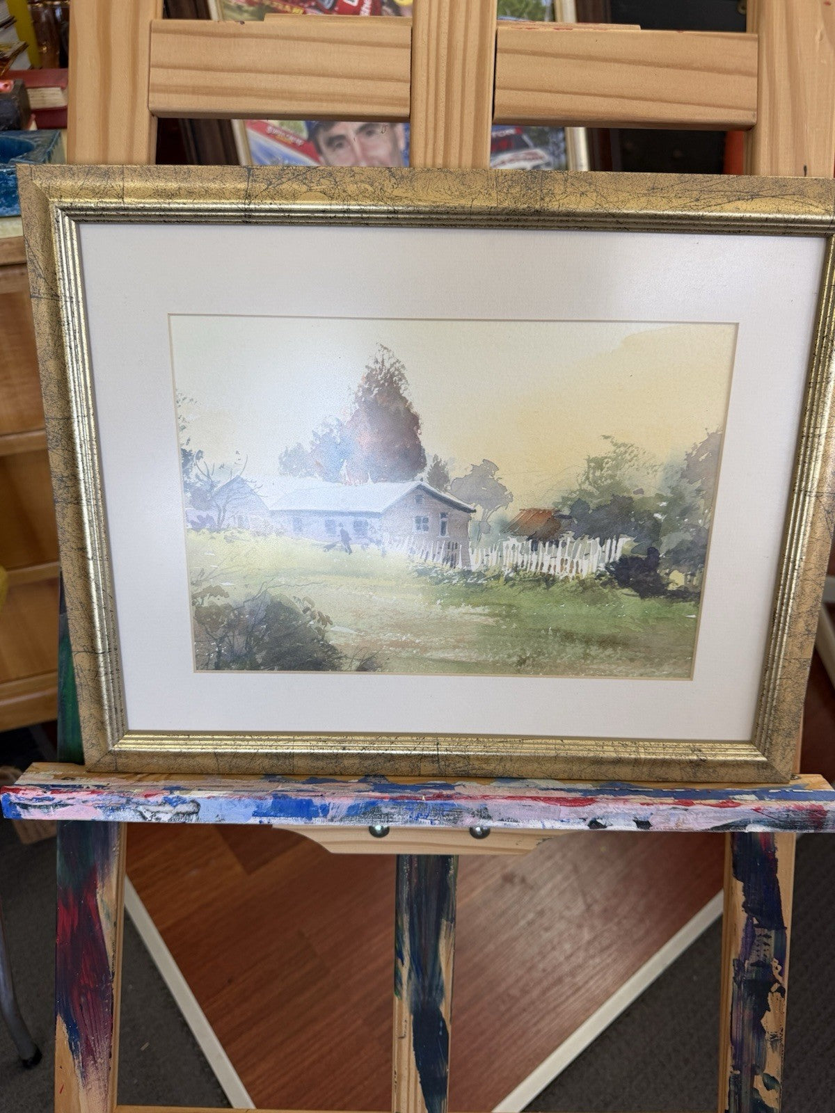 Vintage Original Watercolour Australian Country Cottage Landscape Framed Art