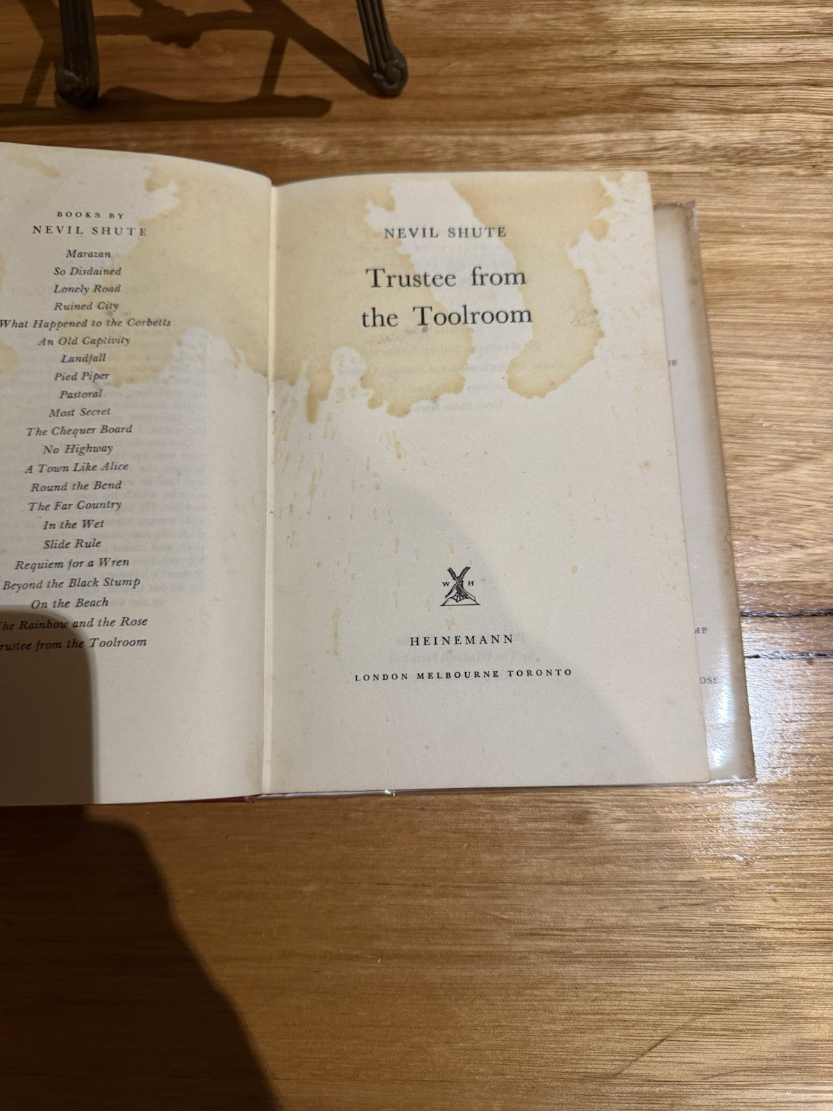 Nevil Shute Trustee From the Toolroom 1960 HC DJ Heinemann Reprint Novel