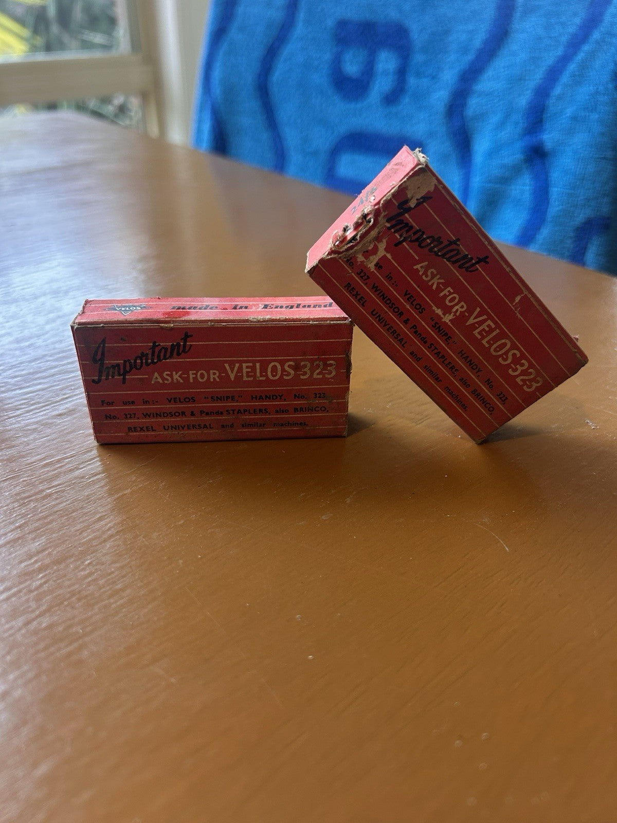 Vintage VELOS 323 Staples Boxes x2 Made in England Office Ephemera