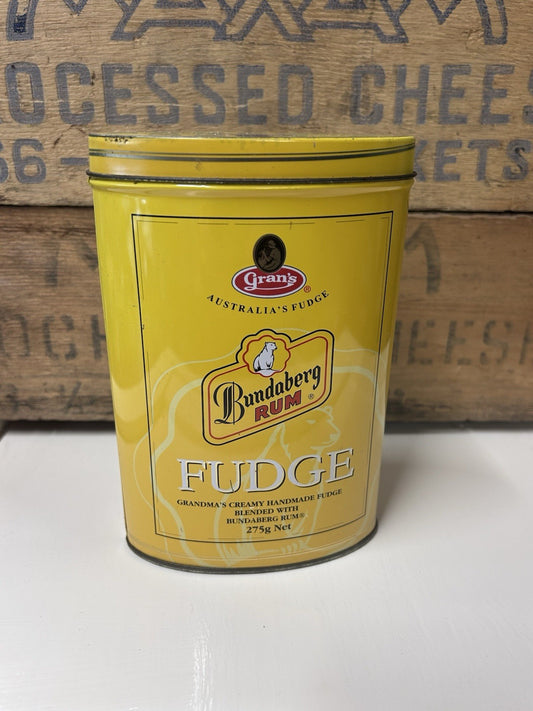Bundaberg Rum Fudge Tin 275g Gran’s Yellow Vintage Style Collectible 2005