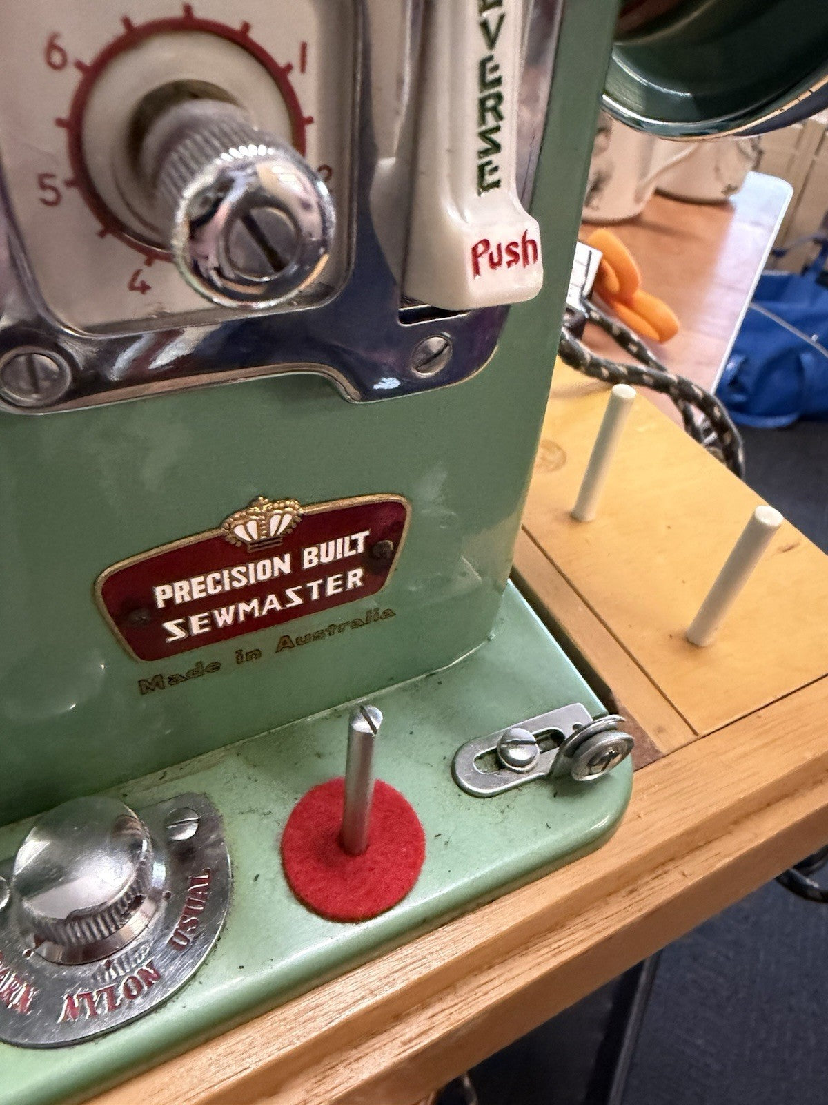Vintage Pinnock Sewmaster Sewing Machine Mint Green Made Australia Working Case