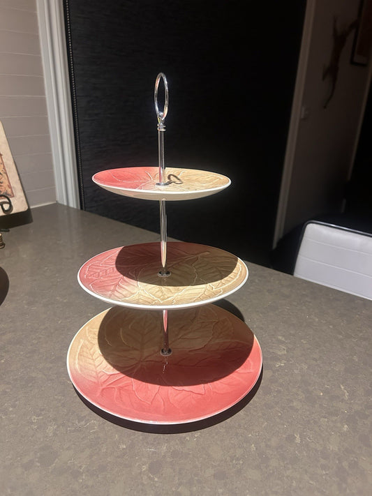 Royal Winton Grimwades Leaf Design 3 Tier Cake Stand Vintage England