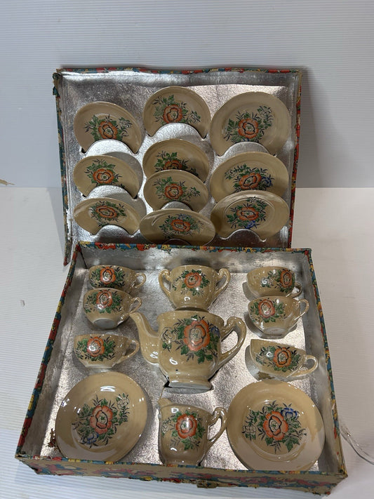 Vintage Japan Children’s Tea Set 1949 Floral Boxed 21pc Hand Painted