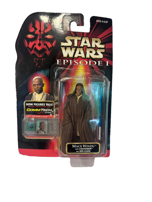 Mace Windu Star Wars Action Figure Episode 1 - New w/ CommTech Chip