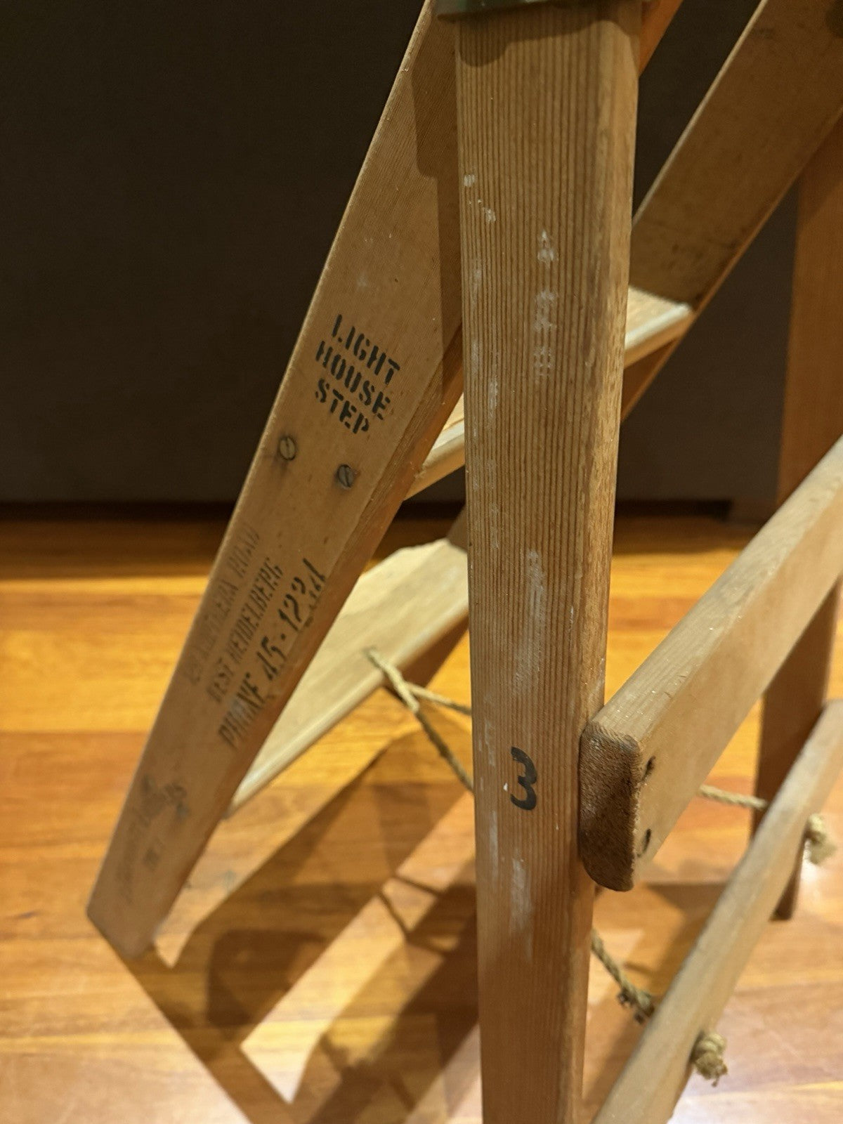 Vintage L Kennett Ladders Wooden Light House Step Ladder No 3 Industrial