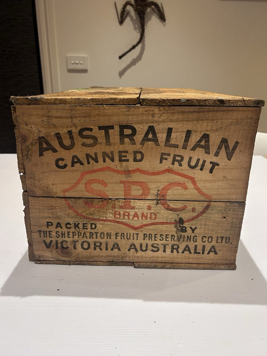 Rare Vintage SPC Fruit Crate – Cling Peaches Box – Shepparton VIC 1950s