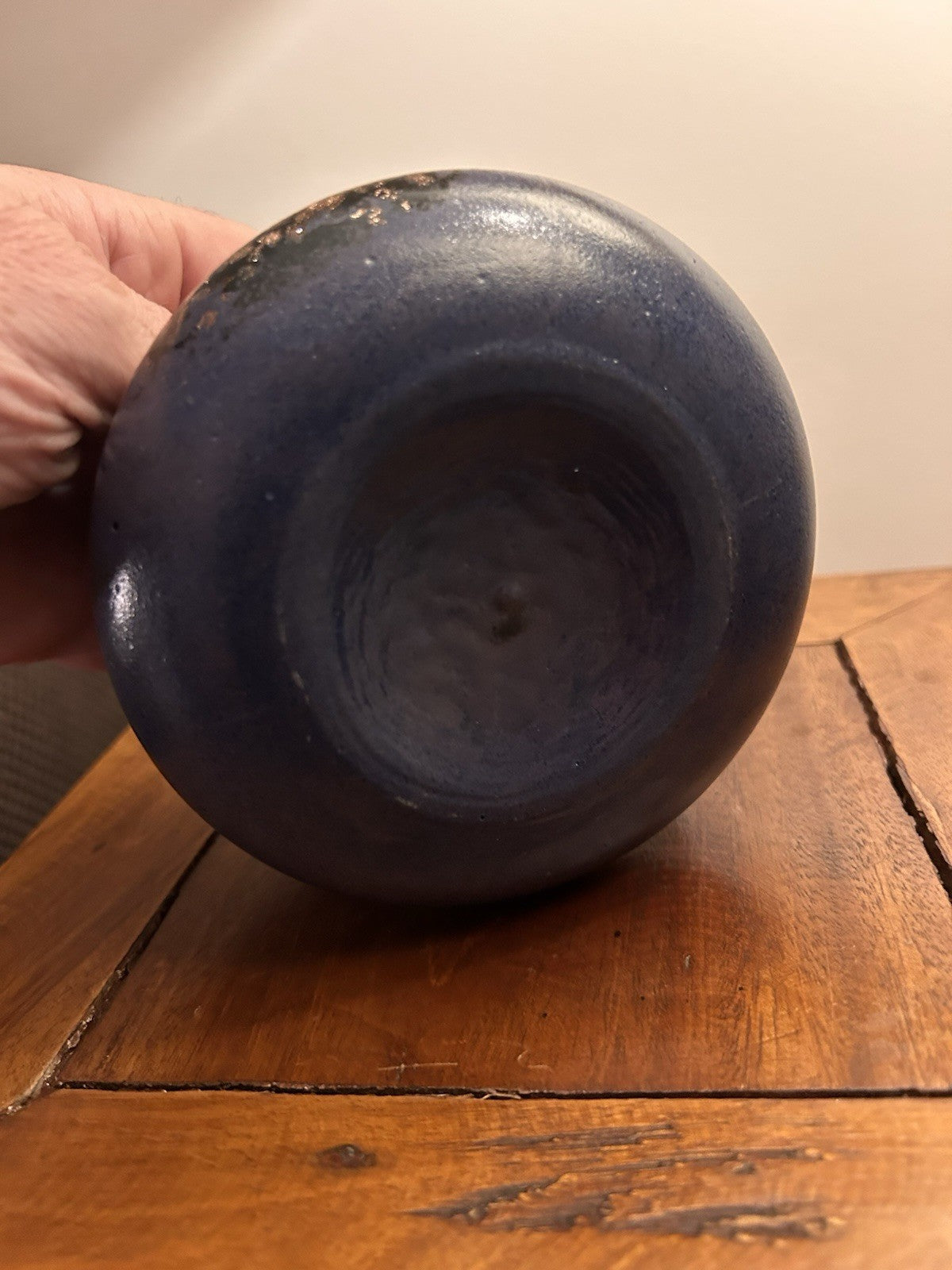 Dale Tiffany Style Art Glass Amphora Vase Black Copper Aventurine Pot Belly