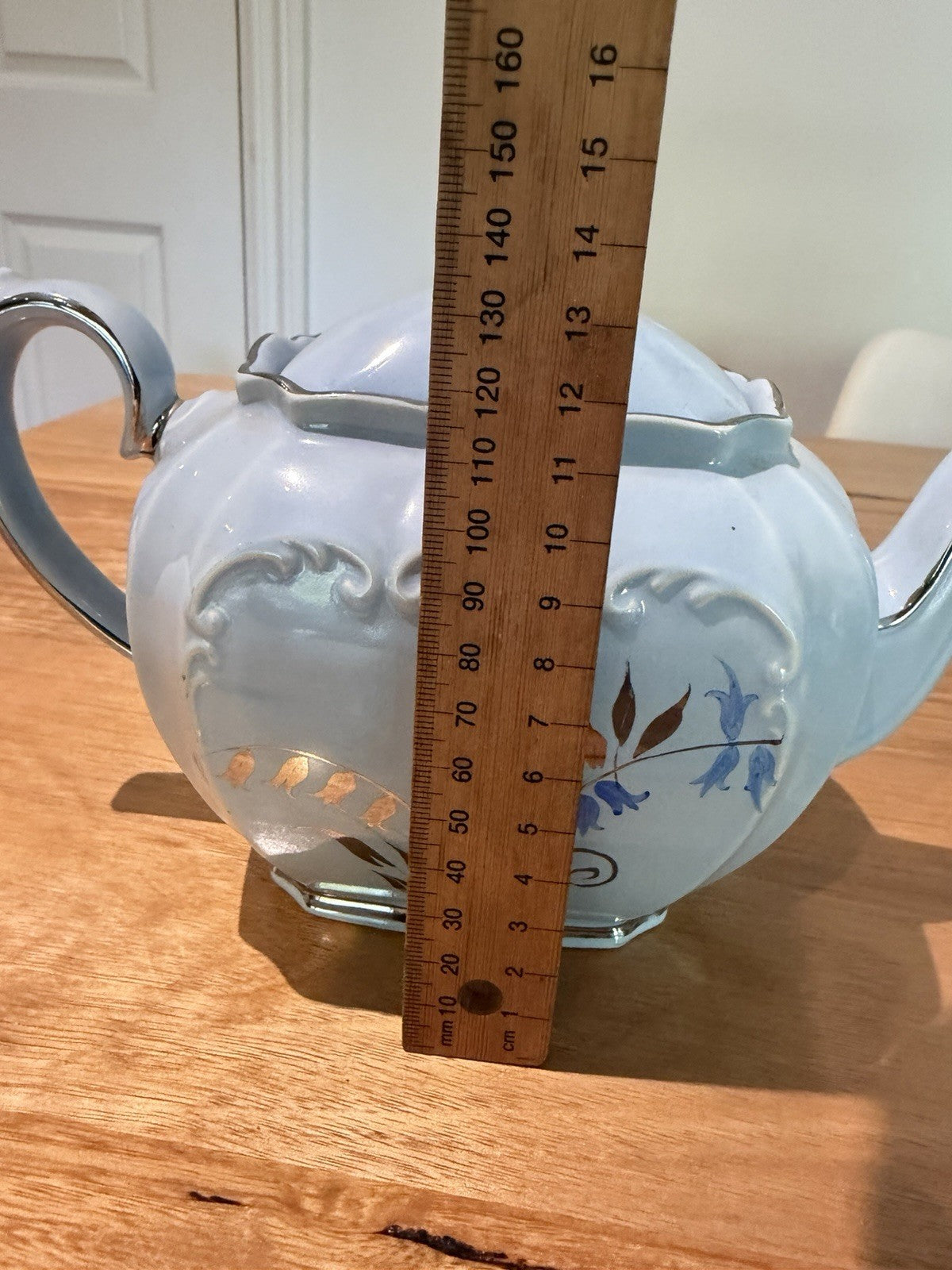 Vintage Sadler 2058 Bluebell Teapot Sugar Bowl Set Silver Trim England