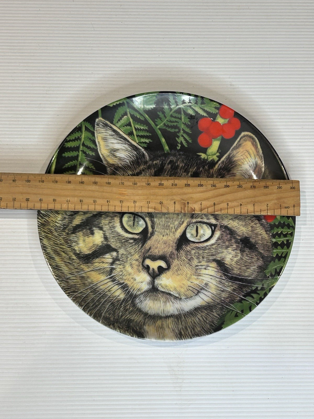 Kaiser W. Germany Cat Collector Plate AK Porcelain Tabby Jungle Ferns