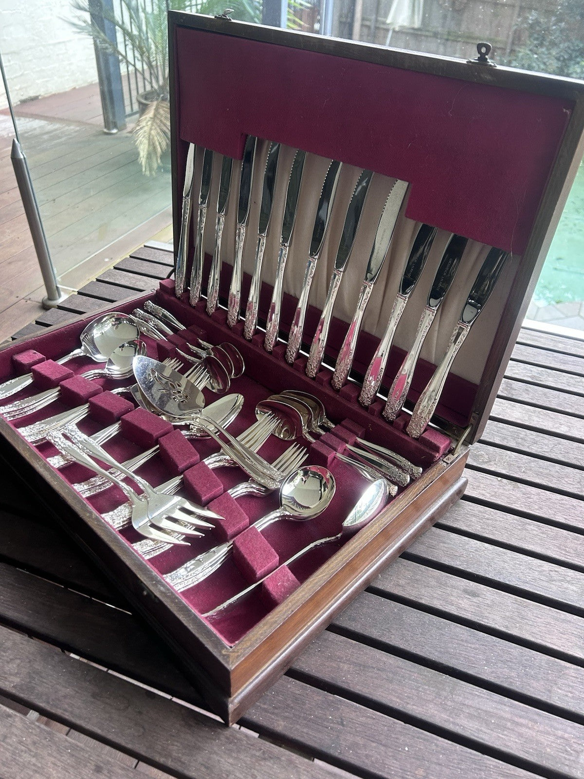 Grosvenor Laureate Silver Plated Cutlery Set for 6 + Serving Pieces 1960s Vintag