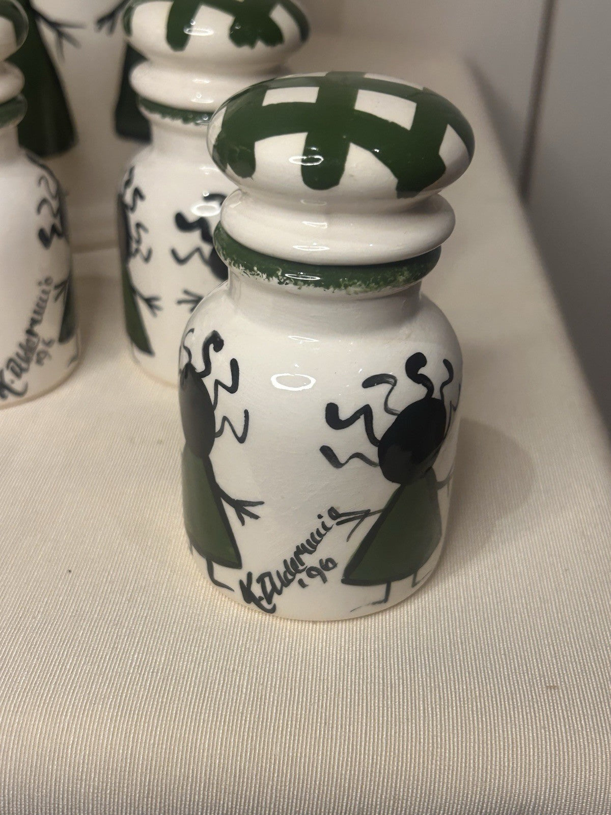 Kerry Alderuccio Hand Painted Canister Set – 6pc Ceramic Kitchen Storage 