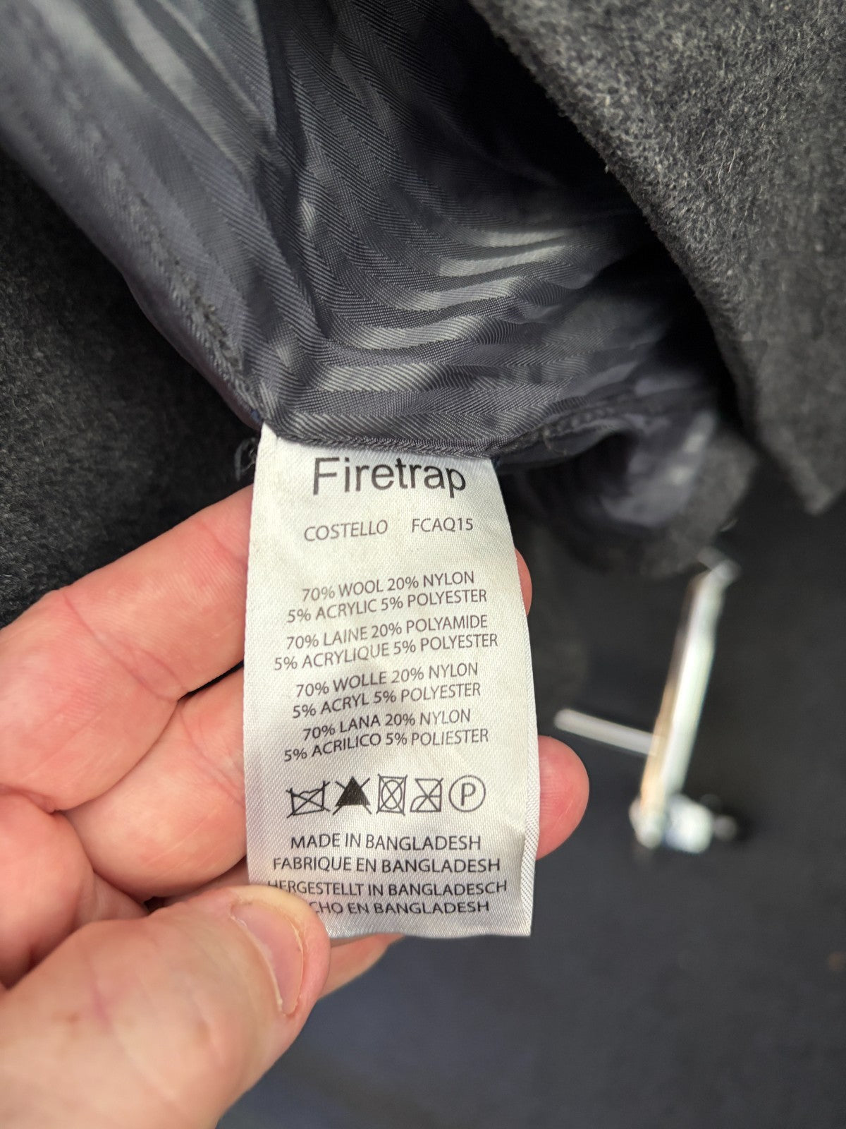 Firetrap Womens Charcoal Grey Military Style Coat High Collar Button Detail