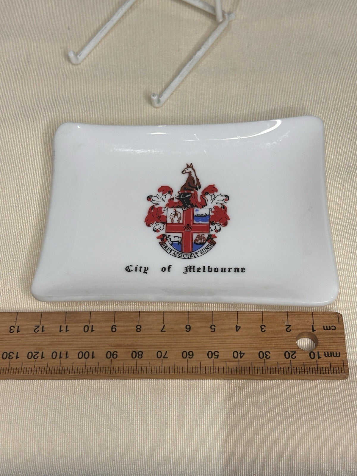 City of Melbourne Crest Ceramic Trinket Dish Vintage Souvenir Plate 12.5cm