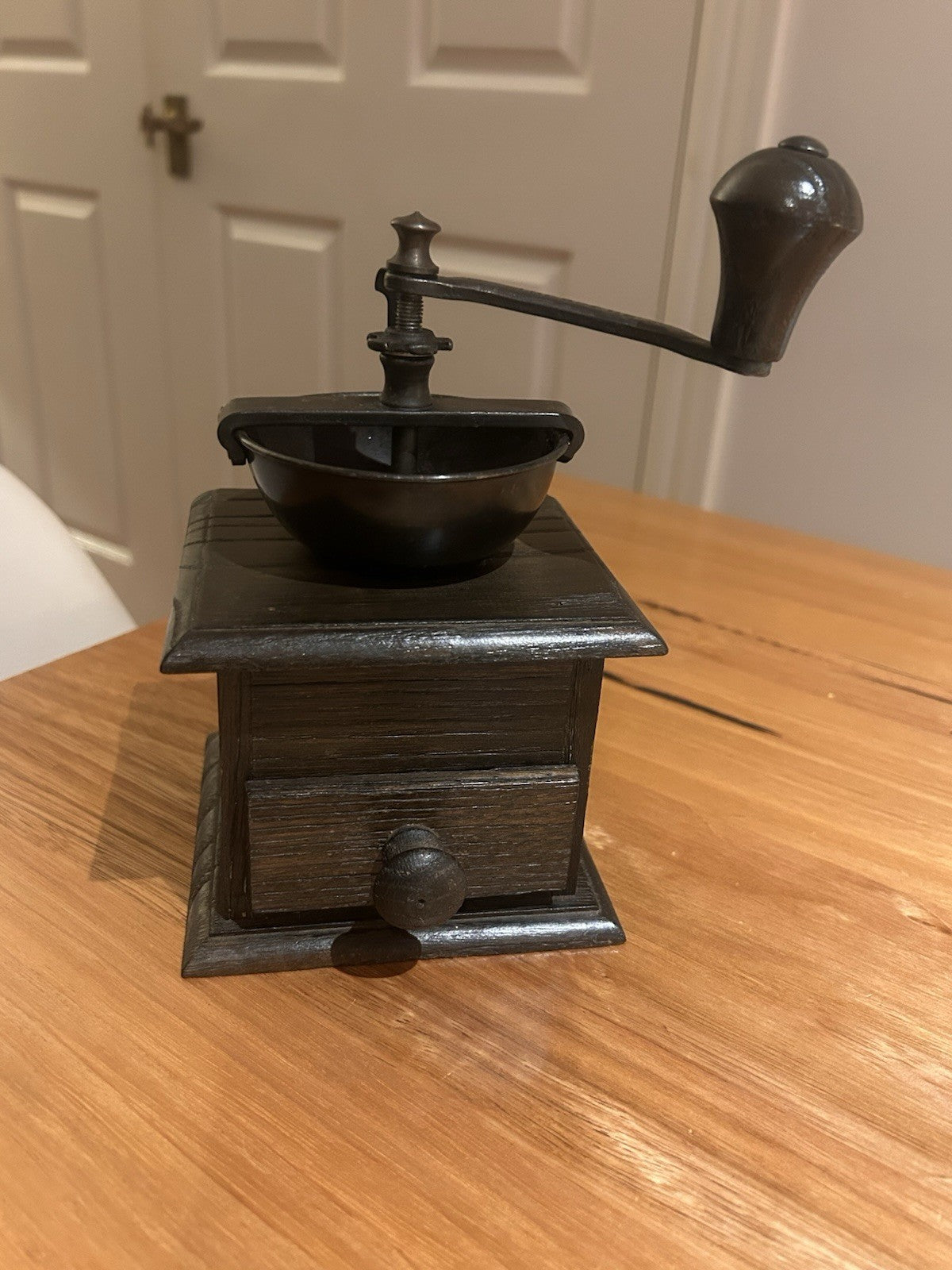 Tre Spade Vintage Coffee Grinder Made Italy Cast Iron Wooden Hand Mill 19cm