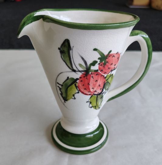 Vintage Hand-Painted Strawberry Cream Jug / Milk Pitcher – Studio Pottery
