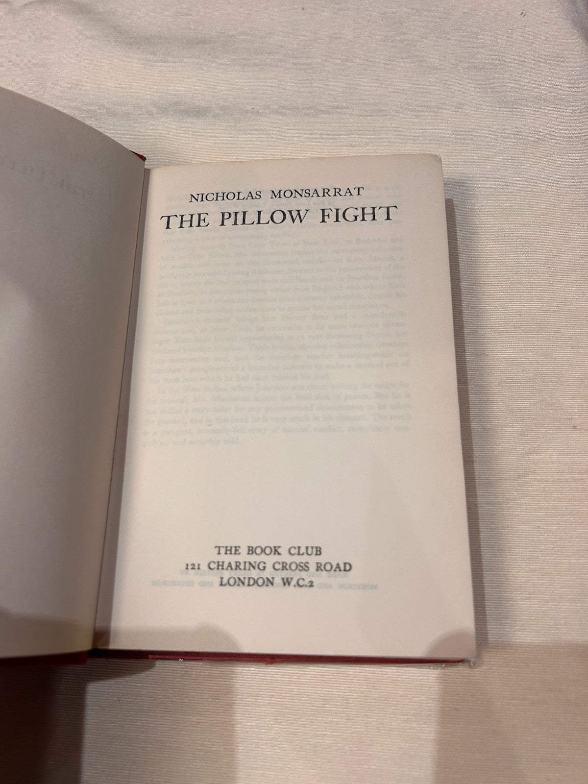 The Pillow Fight – Nicholas Monsarrat | Vintage Hardcover Book Club Edition