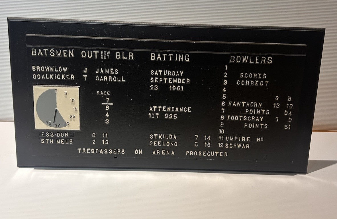 Replica Melbourne Cricket Ground Scoreboard AFL VFL 1961 Grand Final Display