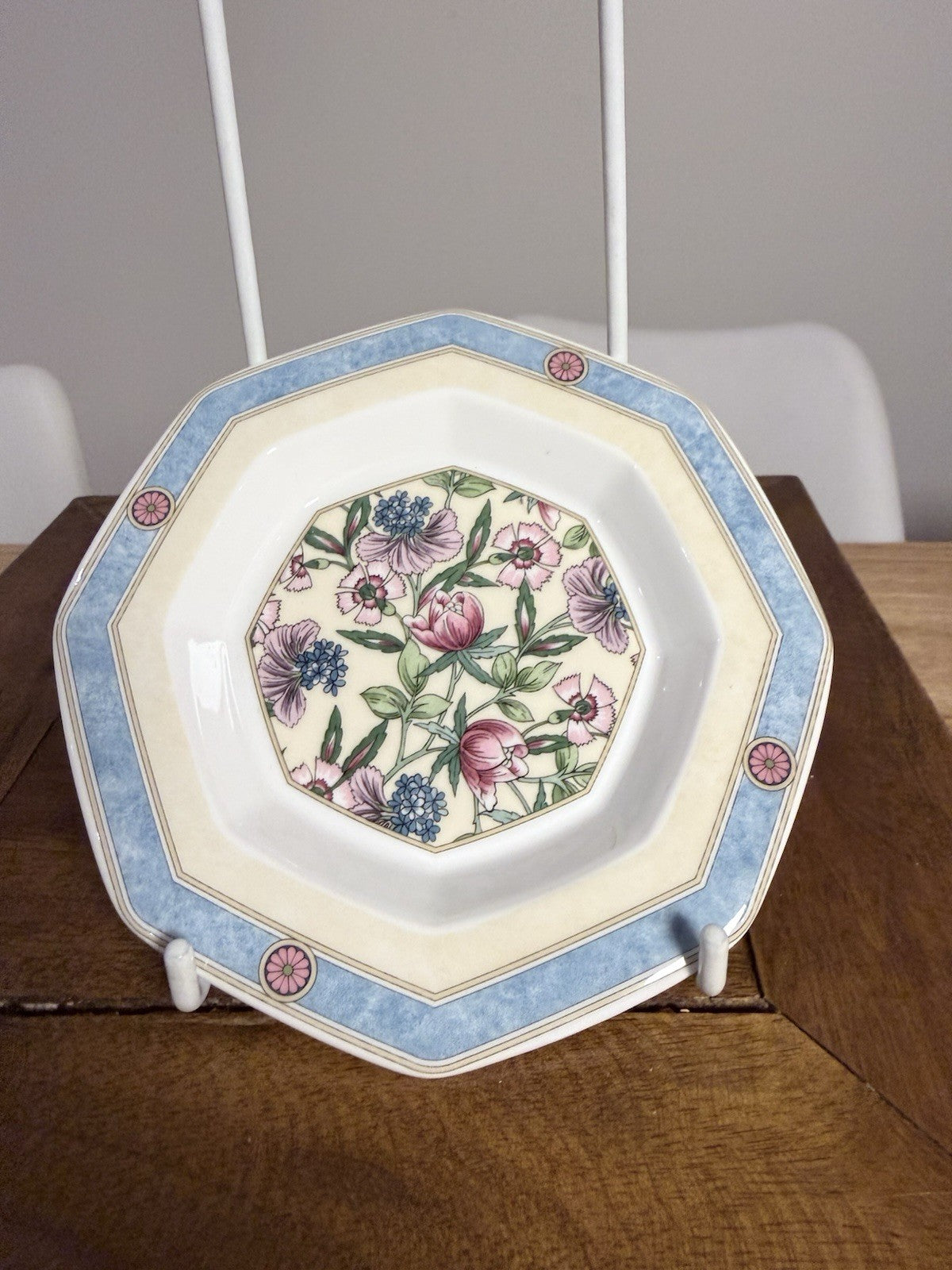 Wedgwood Sarah Bone China Dish Plate England 1995 Floral Octagonal 12cm