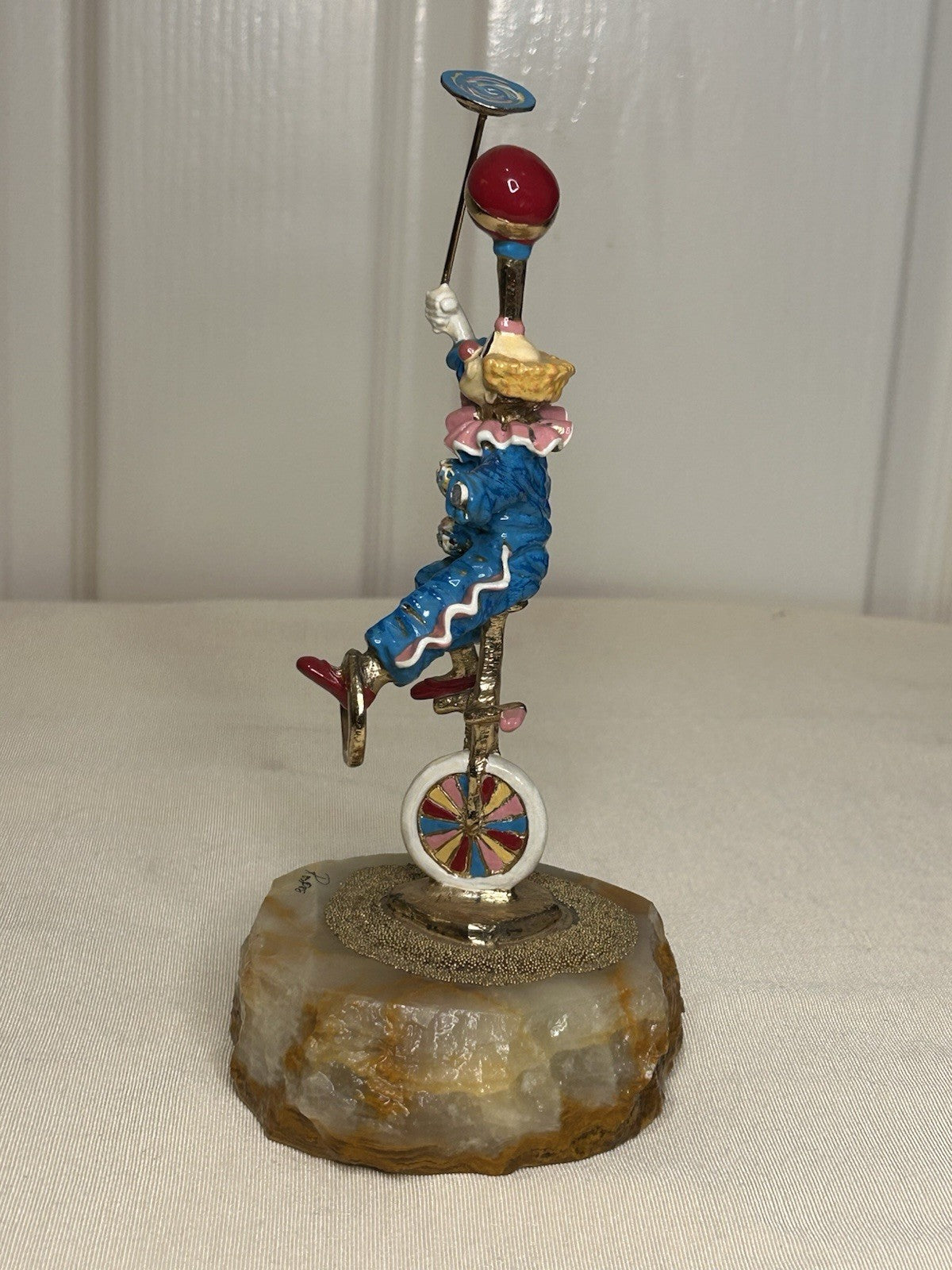 Ron Lee Circus Clown Figurine on Onyx Base Vintage Hand-Painted Art (Damage)