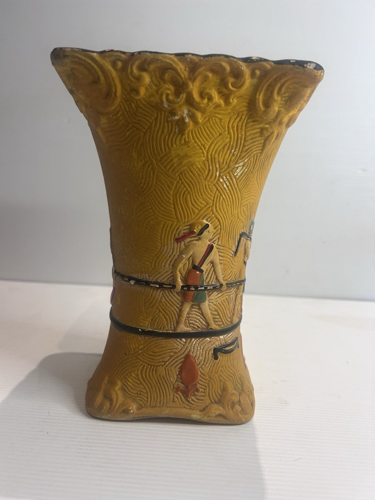1932 SylvaC Style Vase No. 874 Yellow Egyptian Revival Reg 774557 England