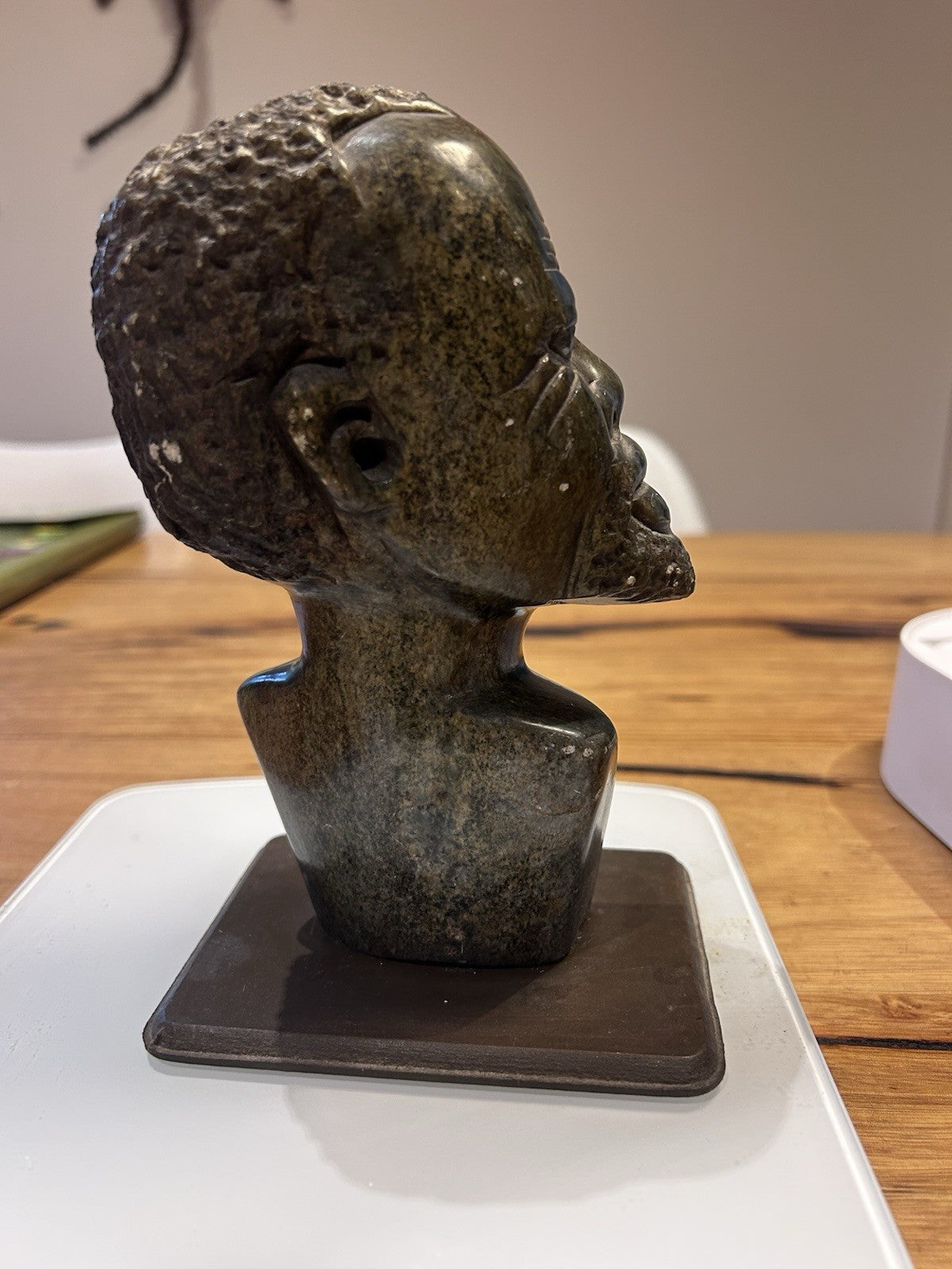 Shona African Stone Head Bust 15cm 1.5kg Zimbabwe Serpentine Sculpture