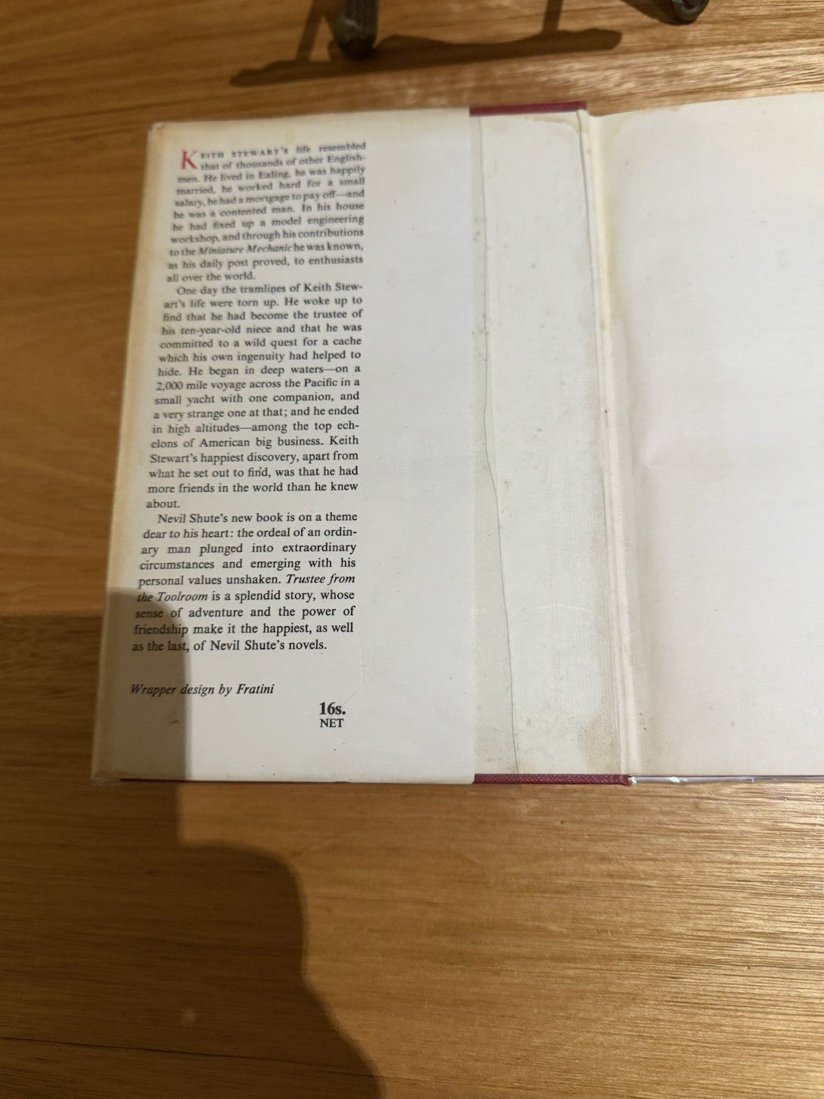 Nevil Shute Trustee From the Toolroom 1960 HC DJ Heinemann Reprint Novel