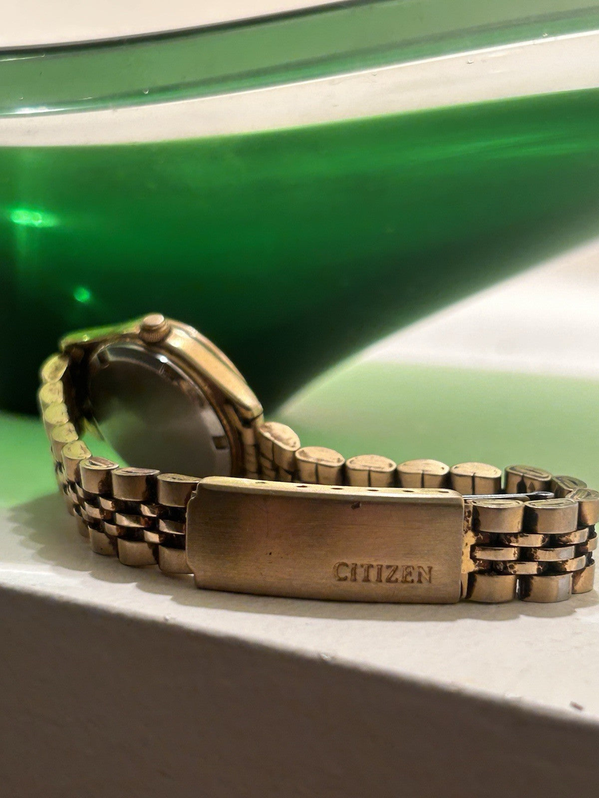 Vintage Citizen Quartz Day Date GN-4W-S Gold Tone Watch Japan New Battery