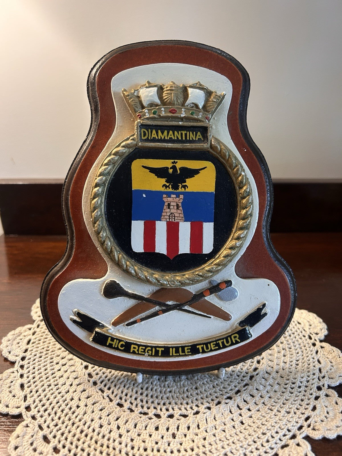 Royal Australian Navy HMAS Diamantina K377 Ship’s Crest Plaque c.1960s–70s