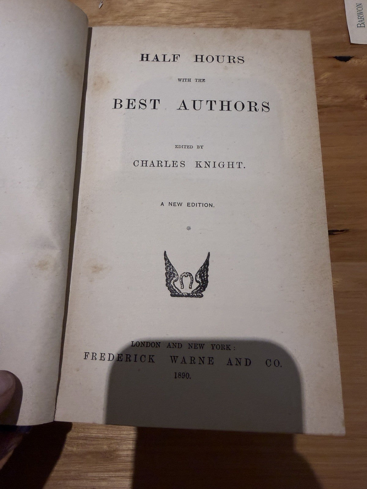 Charles Knight Half Hours With Best Authors 1890 2 Vol Set Victorian Antique