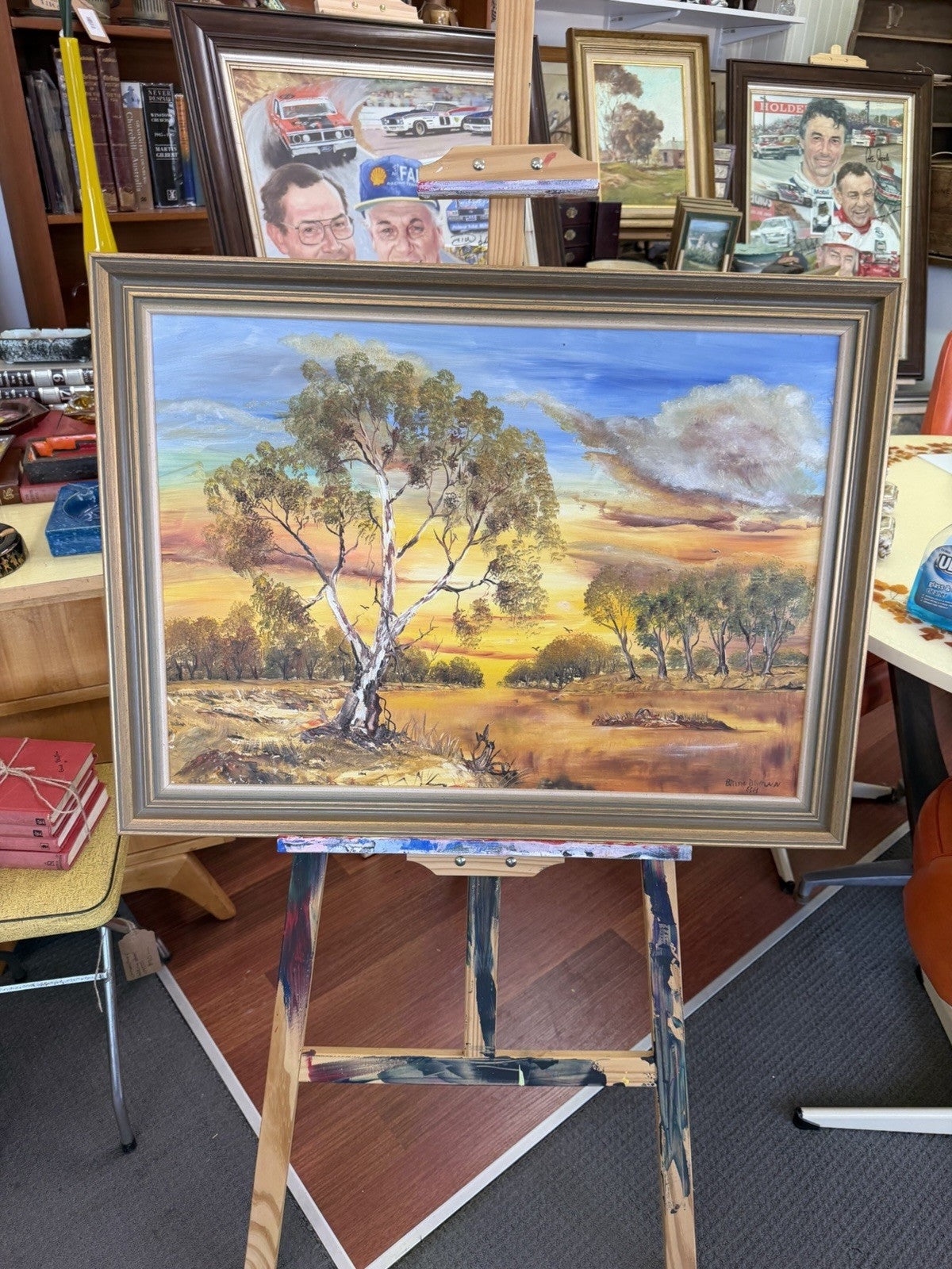 Brian Brown Brownie Original 1988 Oil Painting Murray River Euston NSW 