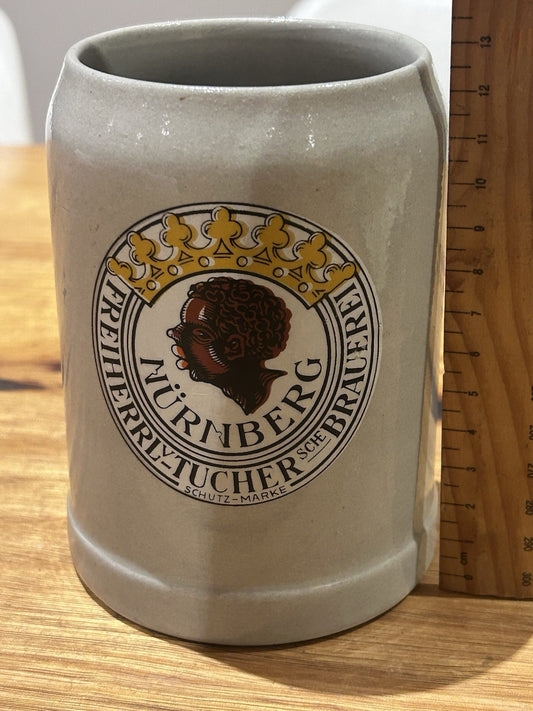 Vintage GERZ 0.5L Beer Stein Nürnberg Tucher Brewery Germany West