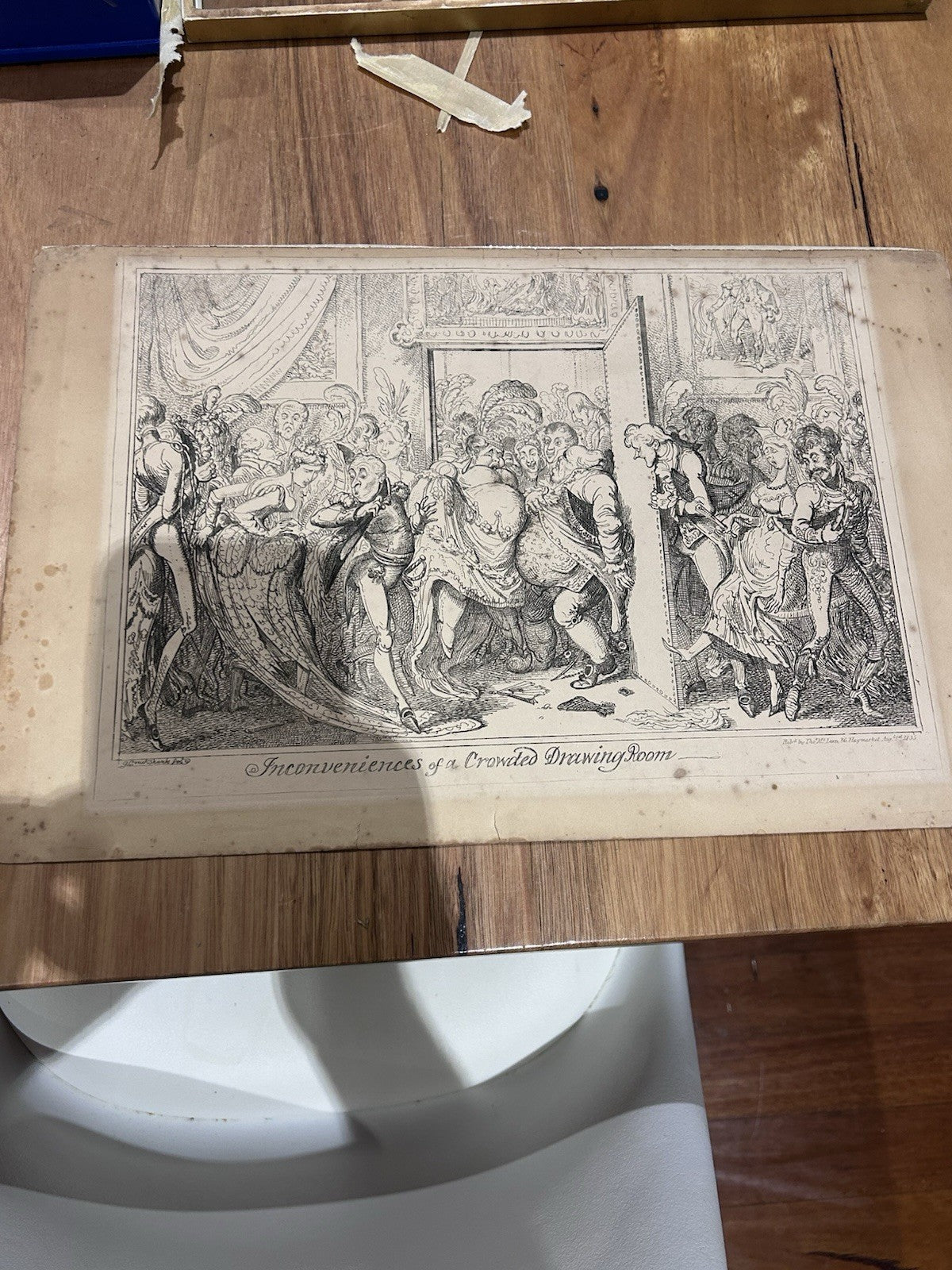 George Cruikshank Etching – “Inconveniences of a Crowded Drawing Room” c.1880s