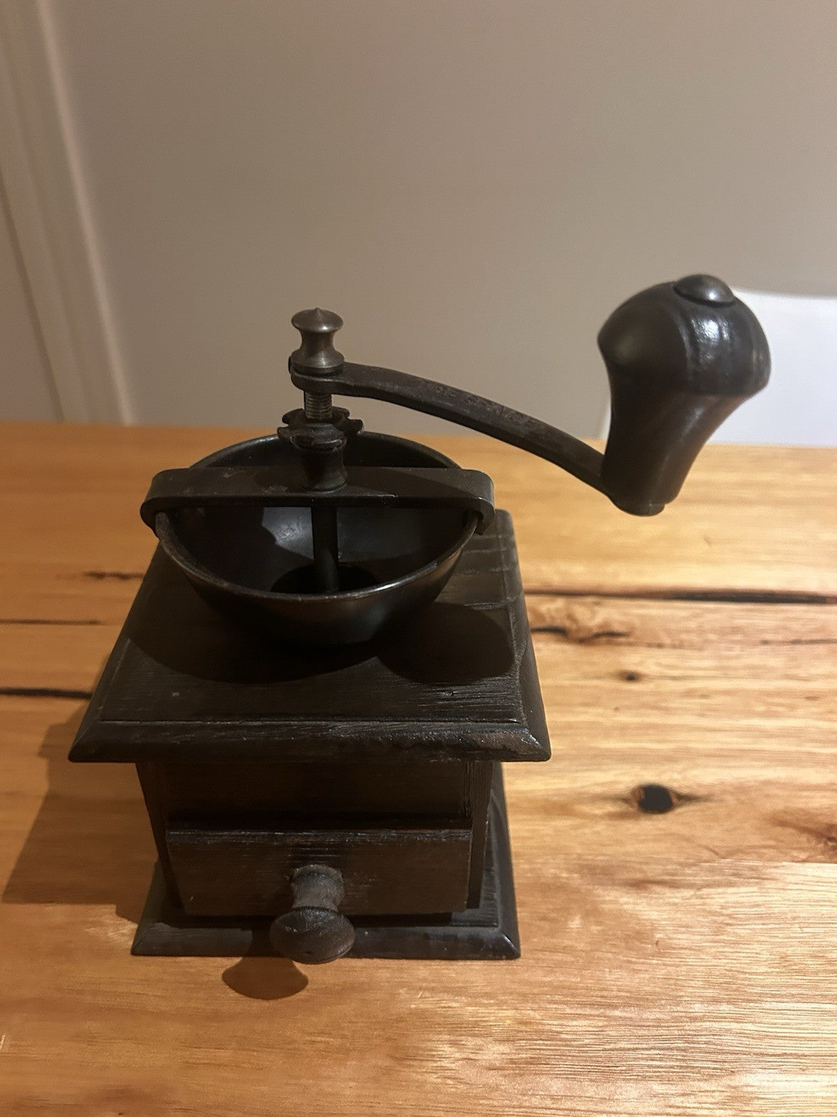 Tre Spade Vintage Coffee Grinder Made Italy Cast Iron Wooden Hand Mill 19cm